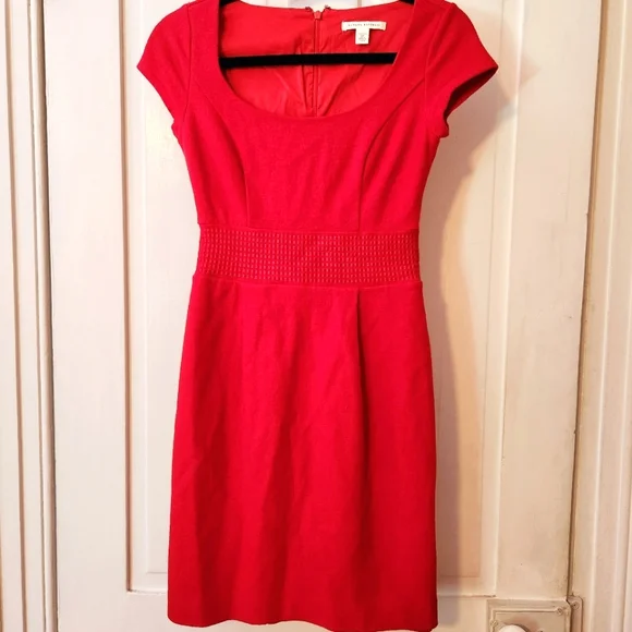 Banana Republic | Dresses | Banana Republic Red Wool Fitted Cap Sleeve Dress  | Poshmark